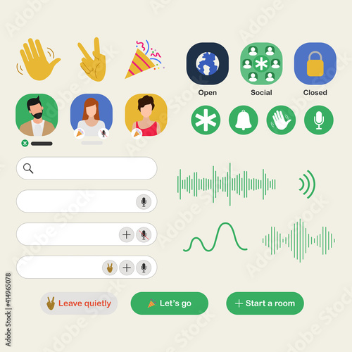 Element clipart for audio chat application on smartphone.