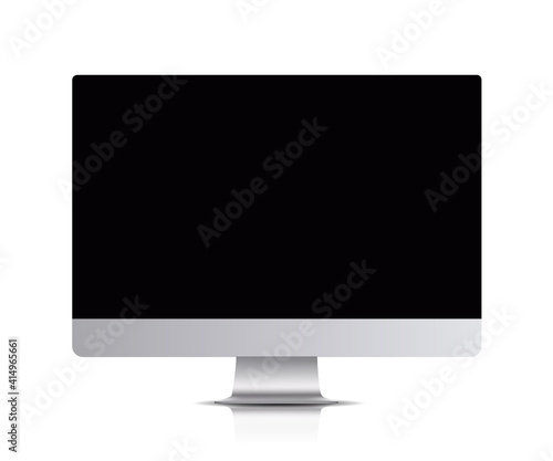 Computer display with blank black screen. Vector EPS10