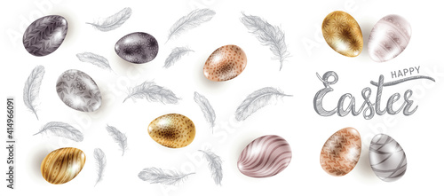 Easter eggs. Happy Easter. Hand drawn illustration.	