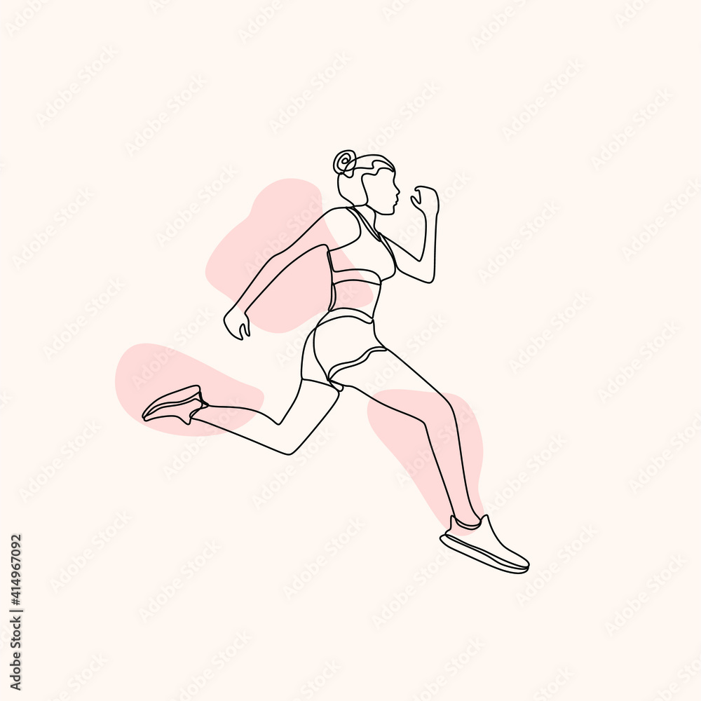 Abstract illustration of athlete runner. One line girl is running. Vector fashion illustration Abstract illustration of athlete runner. One line girl is running. Vector fashion illustration
