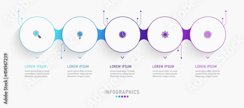 Vector Infographic label design template with icons and 5 options or steps. Can be used for process diagram, presentations, workflow layout, banner, flow chart, info graph.