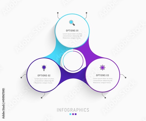 Vector Infographic label design template with icons and 3 options or steps. Can be used for process diagram, presentations, workflow layout, banner, flow chart, info graph.