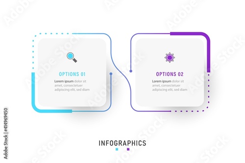 Vector Infographic label design template with icons and 2 options or steps. Can be used for process diagram, presentations, workflow layout, banner, flow chart, info graph.