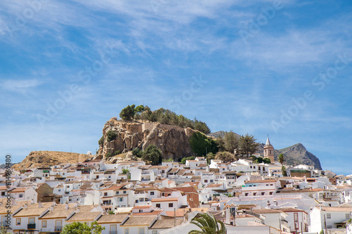 View of beautiful city of Ardales , situated in south of Spain, Andalucia. Travel destination for El Caminito del Rey (The King's Little Path)  walkway, pinned along the steep walls gorge El Chorro