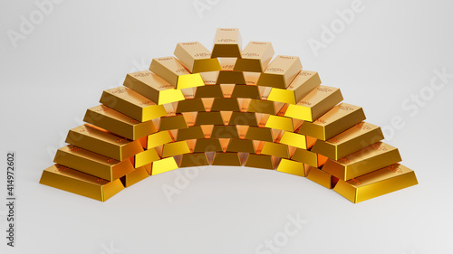 gold bars isolated white background,3d rendering banking