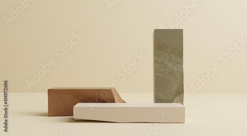 minimal cosmetics rectangle stand in pastel background,3d rendering