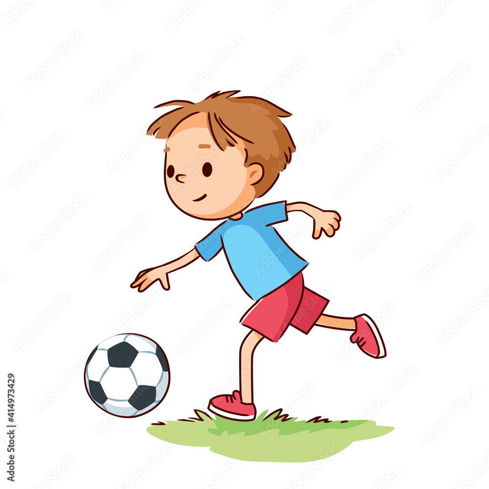 Teenage Soccer Player Boy Kid In Sport Wear Uniform Playing Football And Kicking Ball On The Run On The Sports Field Grass As Forward Attacker Striker Flat Vector Clipart Isolated Illustration Stock Teenage Soccer Player Boy Kid In Sport Wear Uniform Playing Football And Kicking Ball On The Run On The Sports Field Grass As Forward Attacker Striker Flat Vector Clipart Isolated Illustration Stock