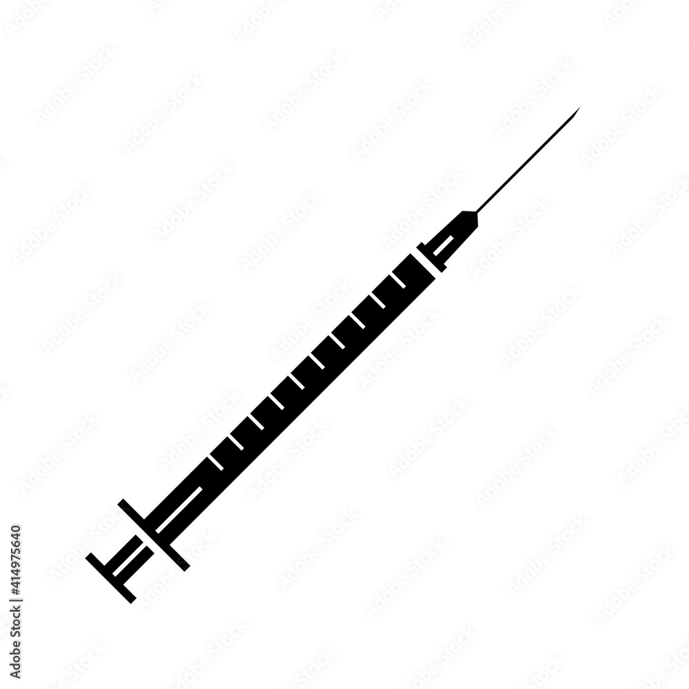 Fototapeta premium Syringe. Black icon isolated on white background.