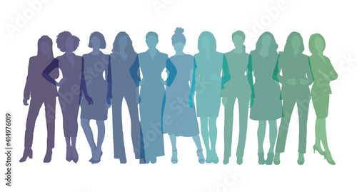 Women sihlouette vectors, business women colorful figure illustration photo