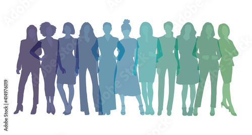 Women sihlouette vectors, business women colorful figure illustration