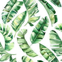 Sierkussen Tropische bladeren patronen Aquarel bananenbladeren tropisch motief  © katrinshine