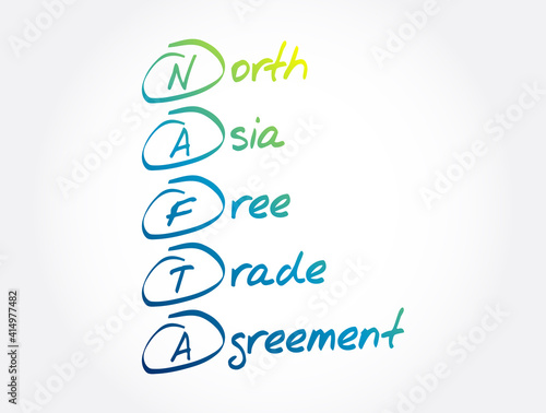 NAFTA - North Asia Free Trade Agreement acronym, business concept background