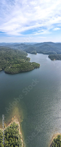 Aerial panorama of Golyam Beglik Reservoir, Bulgaria