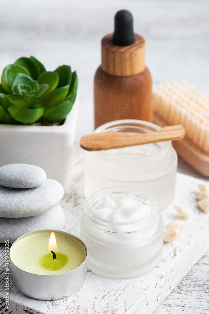 Cosmetic jar with cream Cosmetic jar with cream
