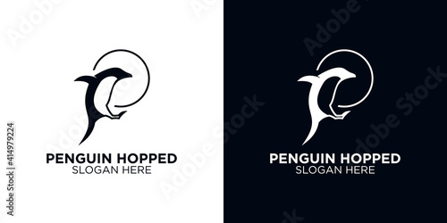 Penguin silhouette logo design template