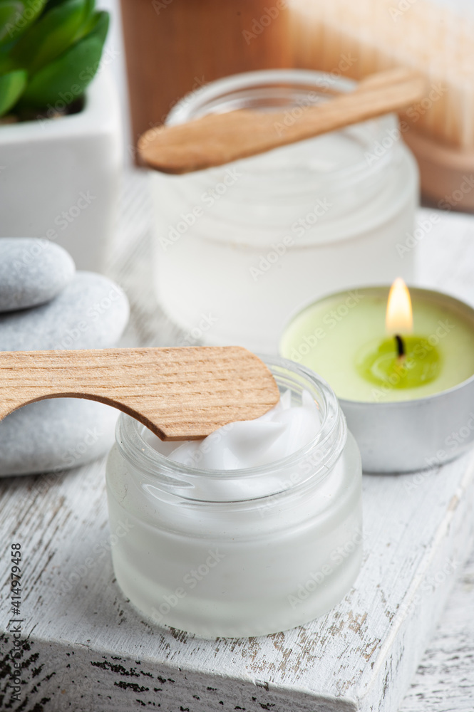 Cosmetic jar with cream Cosmetic jar with cream