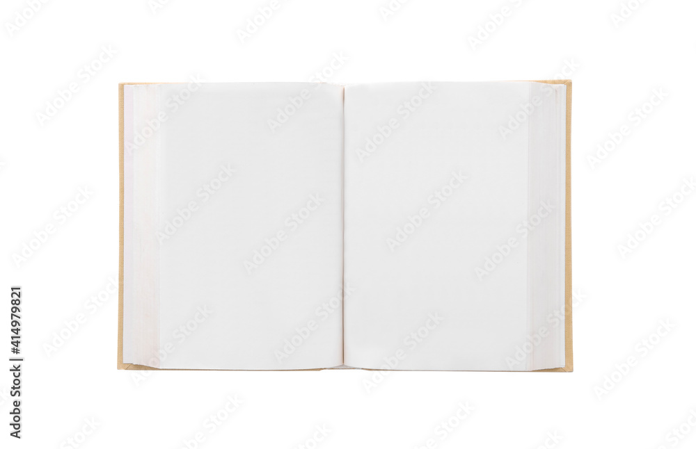 open old blank book isolated on white open old blank book isolated on white