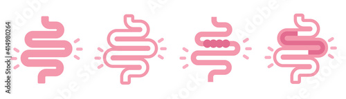 Colitis. Stomach set icon for medical design