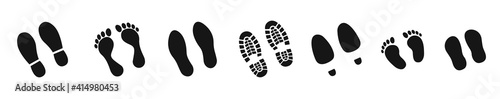 Different human footprints icon. Vector illustration