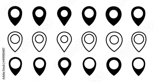 Map pointer icon set or GPS location icon