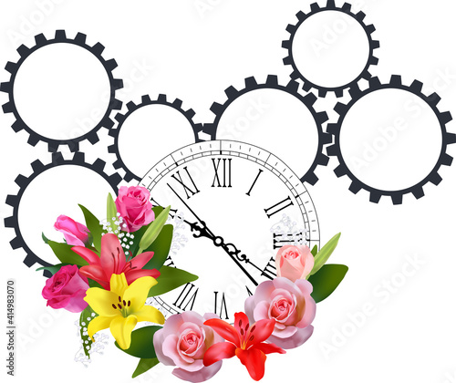 Bouquet of flowers and time 