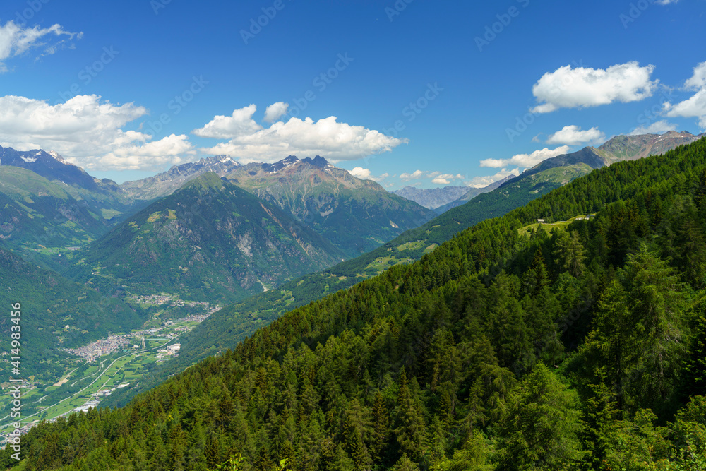 Mountain landscape at summer along the road from Mortirolo pass to Aprica Mountain landscape at summer along the road from Mortirolo pass to Aprica