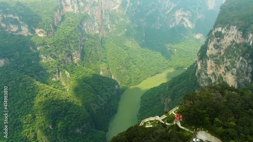 Volando sobre el cañón del sumidero, vista aérea. Chiapas.  photo