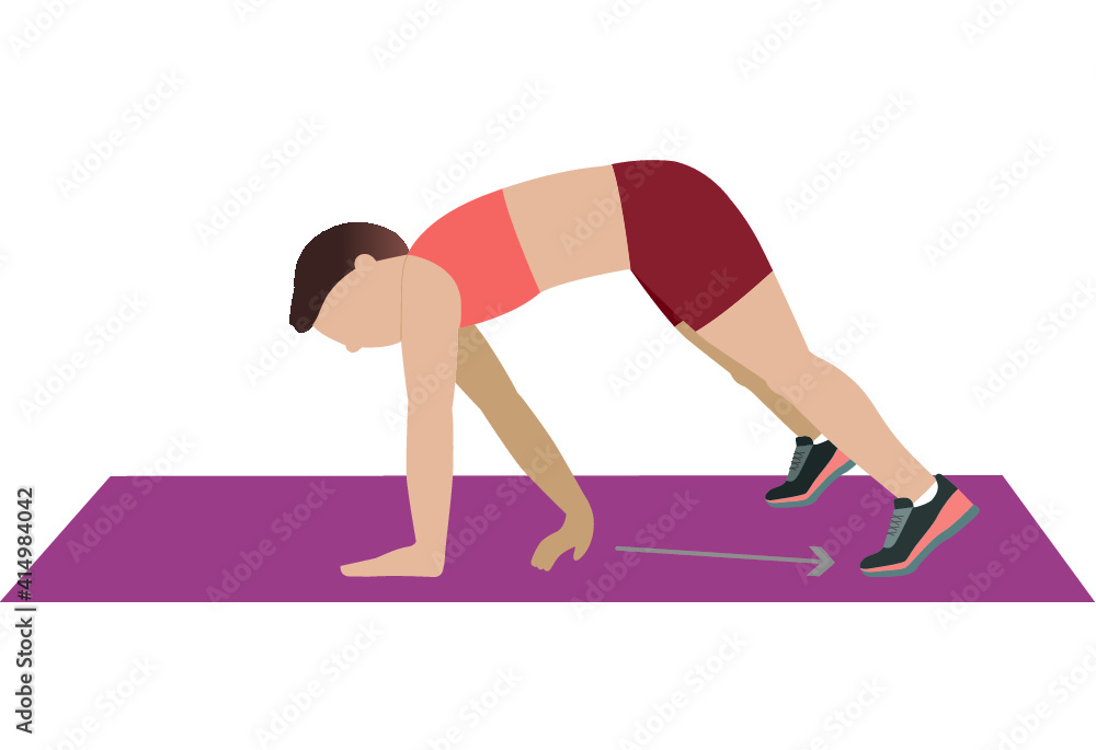 Woman doing abdominal cross exercise - illustration Woman doing abdominal cross exercise - illustration