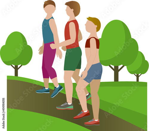 Group of people doing warm up - illustration