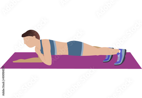 Woman doing plank exercise - illustration