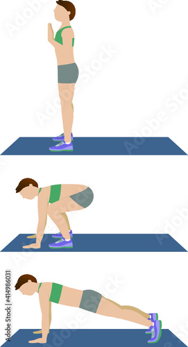 Woman doing half-burpee - illustration