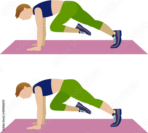 Woman doing moutain climber - illustration