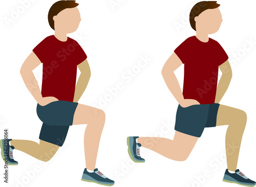 Man doing alternate lunges - illustration