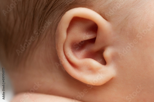 Canvas Print baby's ear close up macro