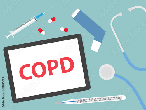 COPD (Chronic Obstructive Pulmonary Disease) written on tablet screen - vector illustration