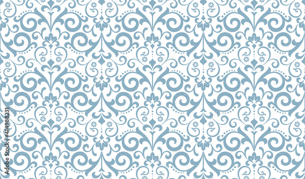 Flower geometric pattern. Seamless vector background. White and blue ornament. Ornament for fabric, wallpaper, packaging. Decorative print Flower geometric pattern. Seamless vector background. White and blue ornament. Ornament for fabric, wallpaper, packaging. Decorative print