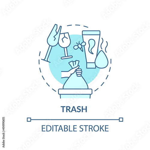 Rubbish concept icon. Throwing things up idea thin line illustration. Sorting and tossing items in house. Cleaning-out and mess. Vector isolated outline RGB color drawing. Editable stroke