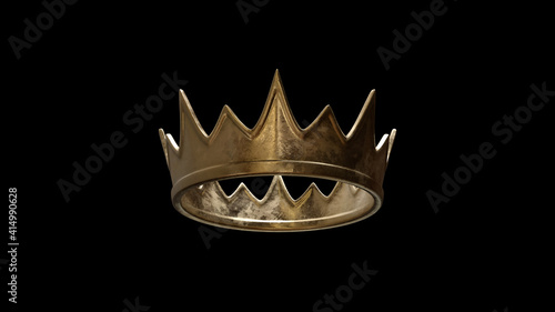 Fotografia, Obraz A King or Queen's Golden Crown on black background, low angle