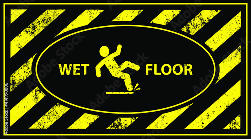 wet floor sign on white background	