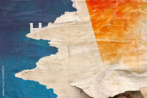 Old ripped torn posters grunge texture background creased crumpled paper backdrop placard surface urban street posters 