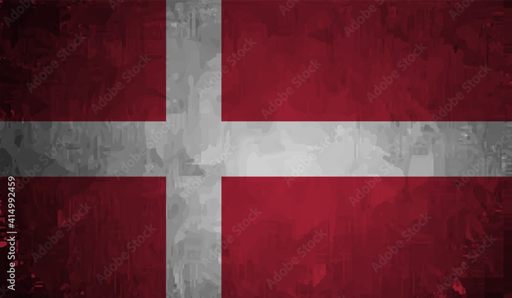 Fototapeta premium Grunge Denmark flag. Denmark flag with waving grunge texture.