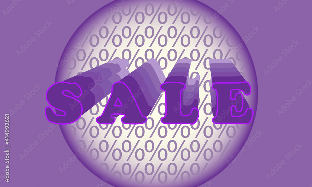 Fototapeta premium Purple neon letters on percent background.