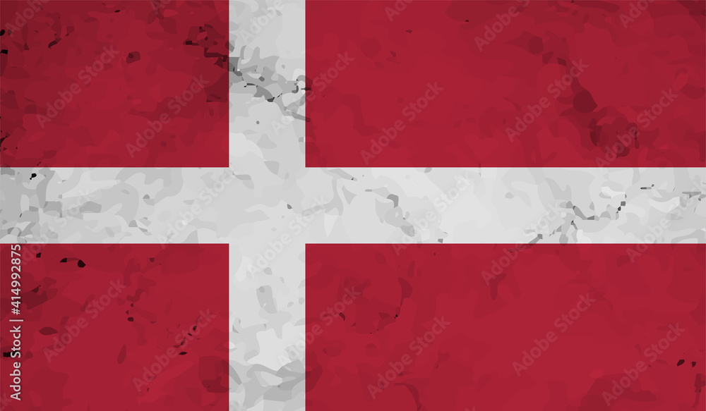 Fototapeta premium Grunge Denmark flag. Denmark flag with waving grunge texture.