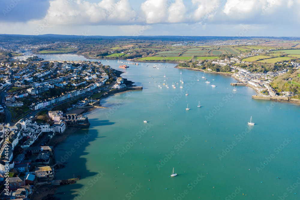 Falmouth Harbour, Cornwall, England on a beautiful winters day 2021.