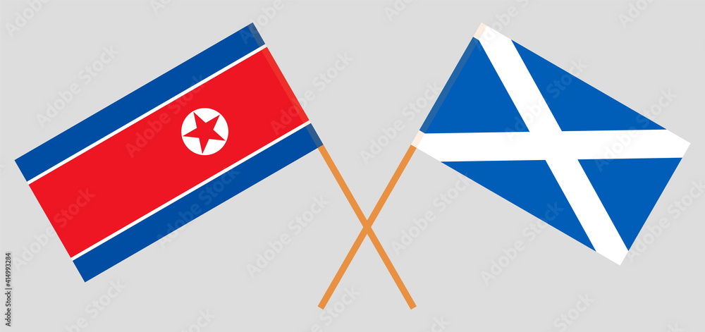 Crossed flags of North Korea and Scotland