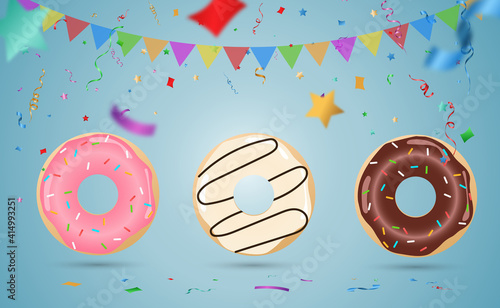 Realistic illustration of a donut on a transparent background.