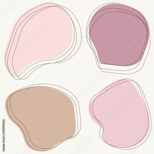 Trendy stylish collage with organic abstract shapes in pastel nude colors. Neutral beige, terracotta boho background. Burnt orange modern collage. Vector illustration