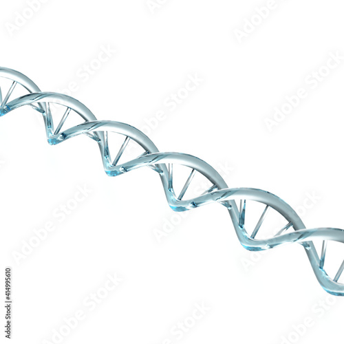 dna strand on background, glass abstract rendering illustration Deoxyribonucleic acid is a molecule composed of two polynucleotide chains that coil around each other to form a double helix
