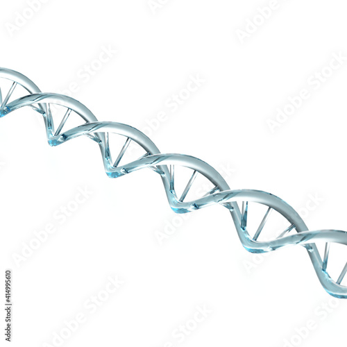 dna strand on background  glass abstract rendering illustration Deoxyribonucleic acid is a molecule composed of two polynucleotide chains that coil around each other to form a double helix