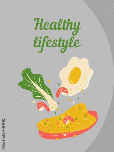 Fototapeta Naklejka Na Ścianę i Meble -  Illustration A dish that embodies a healthy lifestyle
